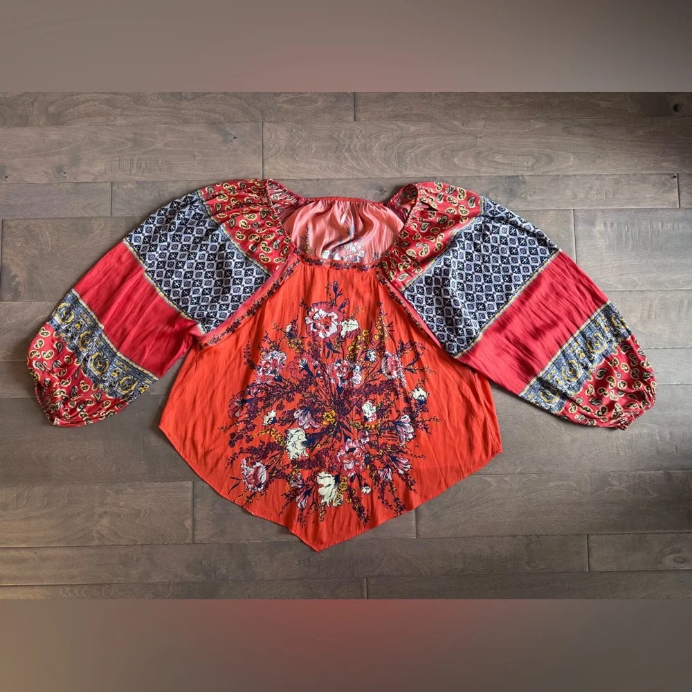 Free People Positano Printed Blouse